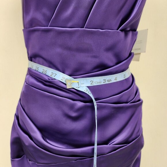 David's Bridal Dress Size 2 Women’s Purple One-Shoulder Stretch Satin New - Picture 12 of 14